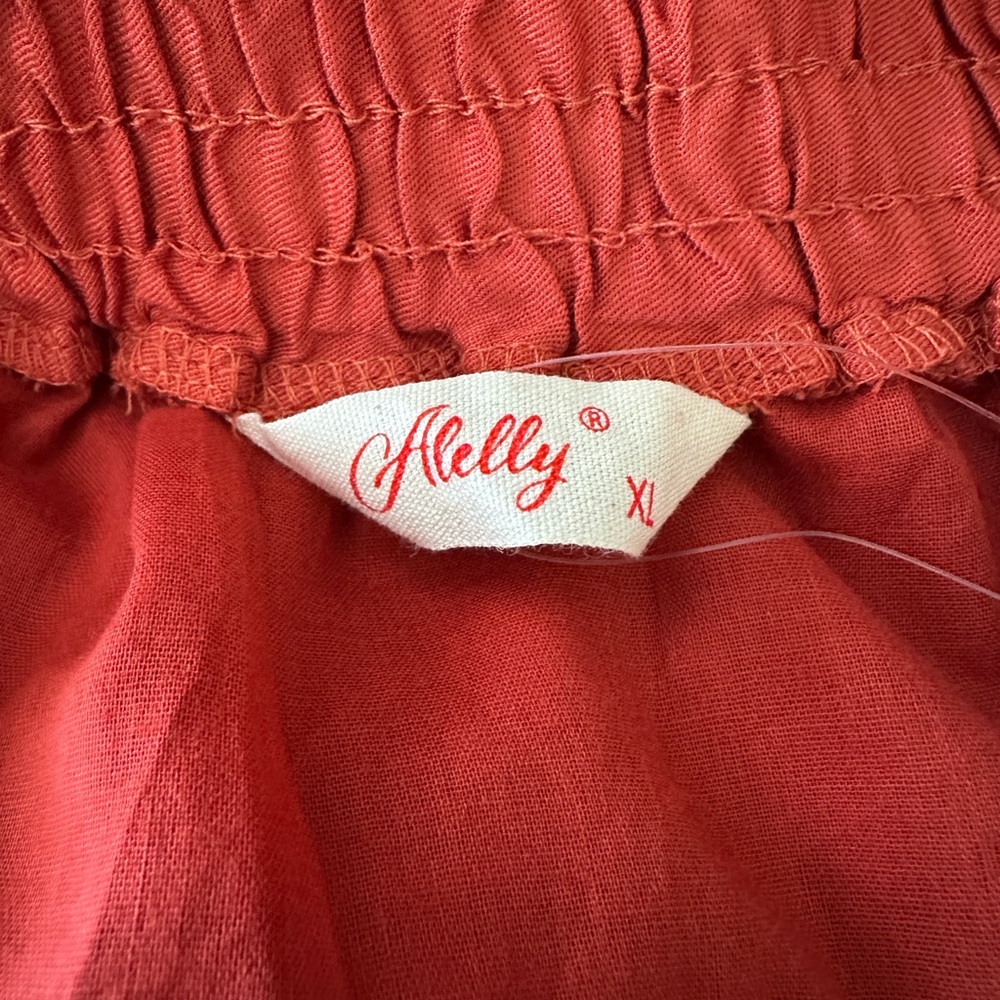 Alelly Women’s Orange Rust High Waist Ruffle Mini Skirt Summer Flowy XL NWT - Picture 6 of 10